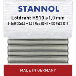 Stannol 508595 HS10 Solder Lead-Free Sn99.3Cu0.7 1mm Fast Spreading