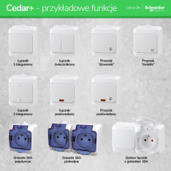 CEDAR Wyłącznik podwójny podświetlany świecznikowy IP44 biały WNT500CS01 SCHNEIDER ELECTRIC