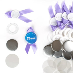 Przypinki z wstążką 75mm - fioletowe, zestaw 50 sztuk