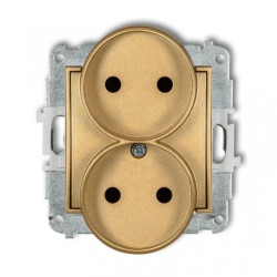 ICON Mechanizm gniazda podwójnego do ramki bez uziemienia 2x2P (przesłony torów prądowych) złoty 29IGPR-2p