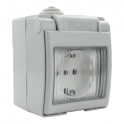 Gniazdo pojedyncze schuko natynkowe IP55 hermetyczne szare 1570.D M-L 4121