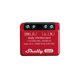 Shelly Shelly 1PM Mini Gen3 Siłownik pomiarowy-przełączający Wi-Fi, Bluetooth
