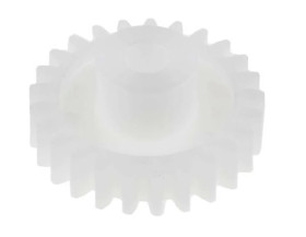 Koło zębate walcowe, moduł: 1, l.zębów: 25, śr. piasty: 11.7mm, śr. otworu: 5mm, POM