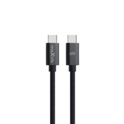 Kabel USB-C - USB-C 1.0M 60W czarny nylon - Maxlife MXUC-12