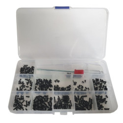 Zestaw śrubek stożkowych 360szt +śrubokręt M2/M2,5/M3 czarne