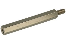 Dystans; DMM3ZW35; M3; zewnętrzny/wewnętrzny; 35mm; 6mm; 7mm; 5mm; tulejka dystansowa gwintowana; sześciokątna; mosiądz niklowan