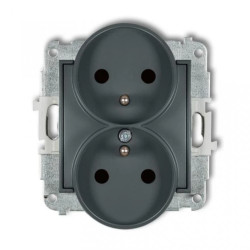 MINI Gniazdo podwójne z/u z przesłonami grafitowy mat 28MGPR-2zp