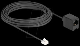 88096 Telephone cable, RJ11 plug / RJ45 jack, black, 10 m