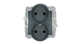 Mini Gniazdo Podwójne B/U Z Przesłonami Grafitowy Mat 28Mgpr-2P