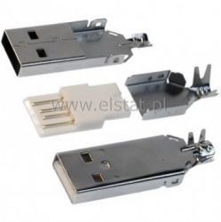 USB wtyk A na kabel płaskie - biały izolator