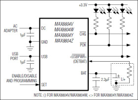 High-Voltage, Dual-Input, USB/AC Adapter Chargers in 2mm x 3mm TDFN
