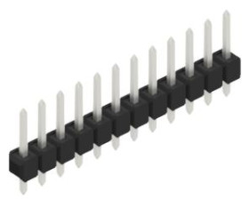 Pin header, 12 pole, pitch 2.54 mm, straight, black, 10046140