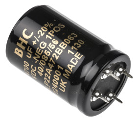 Kondensator 4700μF 63V dc Montaż na płytce drukowanej KEMET 30 x 45mm