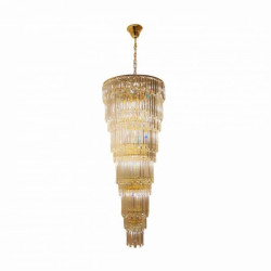 Lampa wisząca elegancki żyrandol szklany 2m LUXE Złoty E14 19002/40-GLD Zuma Line