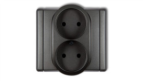 Flexi Gniazdo Podwójne B/U Grafitowy 11Fgp-2P