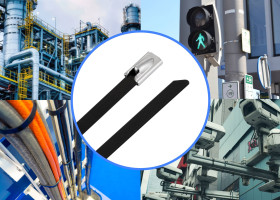 TRU COMPONENTS TC-12647592 Opaski kablowe stalowe 200 mm 4.6 mm AISI 304 z osłoną 100 szt.