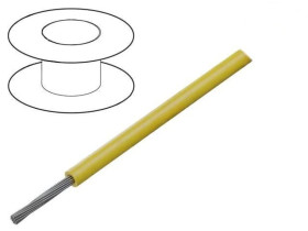 5855/7-YL005 Przewód HookUp Wire linka Cu 22AWG PTFE żółty 600V 30,5m