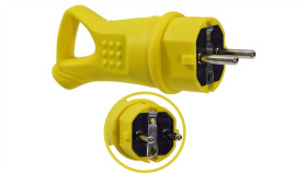 Wtyczka Gumowa 16A 230V Ip44 Z Uchwytem Żółta Aei602297-Y