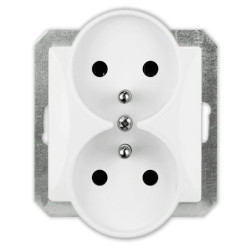 OPAL Gniazdo podwójne z uziemieniem do ramki białe GPt-6/m Op BI