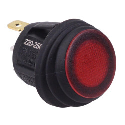Red Waterproof 230V illuminated 20mm Round Rocker Switch SPST 10A R13-112B8W-02