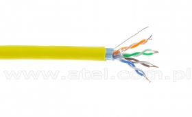 Kabel FTP (F/UTP), skrętka, kat5E, drut, wewnętrzny, żółty, LSOH, 4x2x24 AWG, 305m