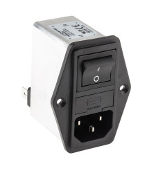 Gniazdo zasilające IEC z filtrem przeciwzakłóceniowym2 6A C14 Schaffner Montaż na panelu 5 x 20mm