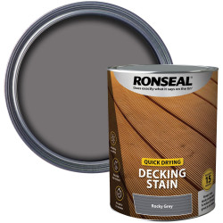 Ronseal 39085 Quick Drying Decking Stain Rocky Grey 5 litre