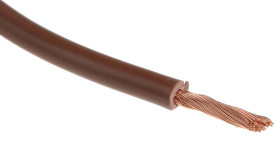 Przewód montażowy 2,5 mm² Brązowy RS PRO PVC 13 AWG 750 V dł. 100m 50/0,25 mm +70°C BS 6004, zgodność z RoHS