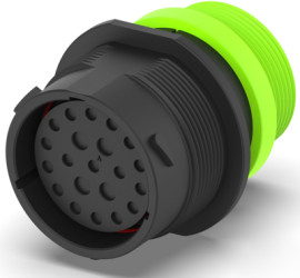 Socket, 21 pole, straight, black, HDP24-24-21SN-L015