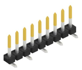 Pin header, 9 pole, pitch 2.54 mm, angled, black, SLLP5SMD0669S