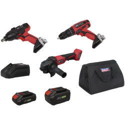 Sealey CP20VCOMBO1EU 3 x SV20 Series Cordless Power Tool Kit 20V Euro Plug
