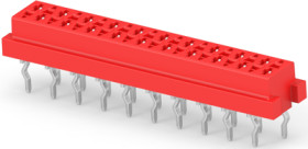 Socket header, 20 pole, pitch 1.27 mm, straight, red, 9-215079-0