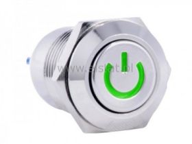Przycisk wandal.stabilny12mm LED ziel.12V POWER