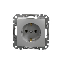 Gniazdo schuko, srebrne aluminium, Sedna Design i Elements SDD113025