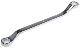 Klucz oczkowy odgięty, roz. 17 x 19 mm, dł. 270 mm, materiał: Stal chromowo-wanadowa, RS PRO