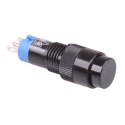 AB1M-A1B Black 10mm Latching Round Push Button Switch IP40 SPDT