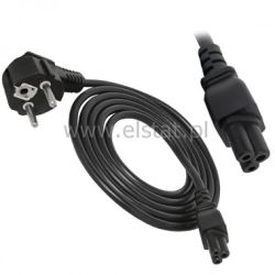 Kabel sieciowy 1,2m laptop 3x0,75 koniczyna