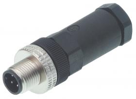 ELST 4012PG9, M12, 4 styki, złącze męskie (wtyk) proste, dławik PG9 (6-8mm), nakrętka metalowa, Hirschmann, 933162100, ELST4012P