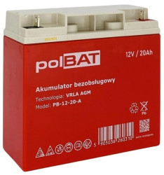 Akumulator VRLA AGM 12V 20Ah (żywotność 3-5lat) PB-12-20-A
