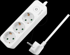 LPS244 Socket strip, 3 sockets, 1,5 m, with switch, white