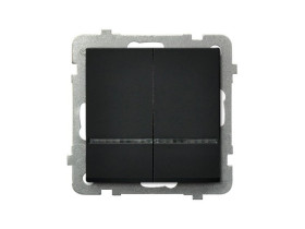 SONATA Wyłącznik podwójny świecznikowy z podświetleniem IP20 czarny metalik ŁP-2RS/m/33 OSPEL