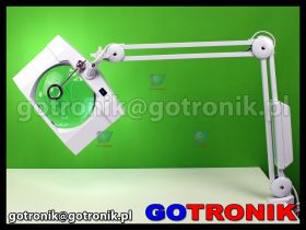 Lampa z lupą 5D+12D prostokątna przykręcana do blatu 2 x 9W