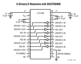 5V Low Power RS232 5-Driver/3-Receiver Transceiver