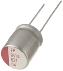 Kondensator aluminiowy z elektrolitem stałym 100μF 10V dc Radialny, Otwór przelotowy Nichicon roztaw: 3.5mm 8 (Dia.) x