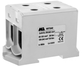 Złączka szynowa 2-torowa 35-240mm2 szara EURO multiOTL 240 2xAl/Cu 607240