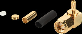 SMA plug connector for RG 174, crimp vers., ang.