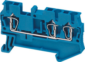 Terminal block, 3 pole, 0.2-2.5 mm², clamping points: 3, blue, spring balancer connection, 24 A, NSYTRR23BL