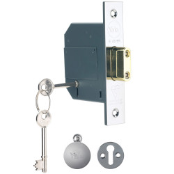 Yale Locks PM562 Hi-Security BS 5 Lever Mortice Deadlock 68mm Polished Chrome