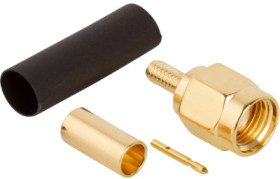 SMA plug 50 Ω, RG-174, RG-188, RG-316, LMR-100A, Belden 7805A, RG-174LL, solder connection, straight, 132114