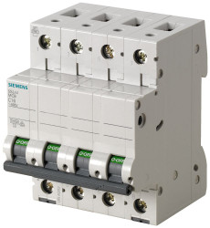 Wyłącznik nadprądowy MCB, Typ B, 3+N, 10A, 400V, 72V, na szynę DIN, Siemens 5SL4410-6, 5SL4